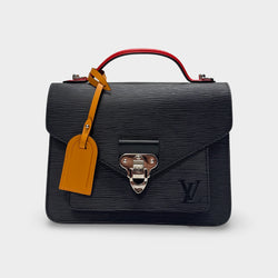 Louis Vuitton Neo Monceau Black Handbag with red handle and blue strap