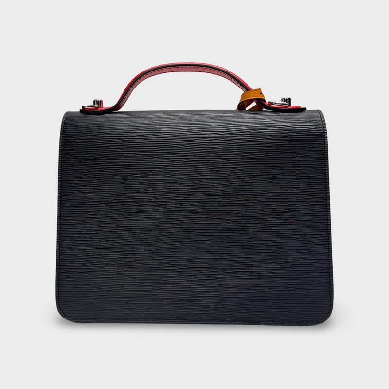 Louis Vuitton Neo Monceau Black Handbag with red handle and blue strap
