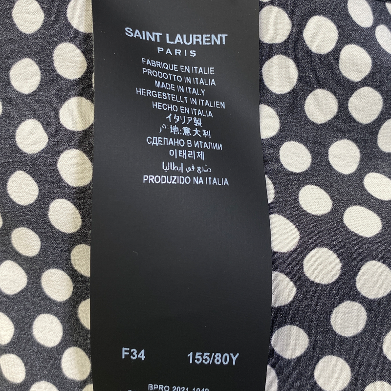 Saint Laurent women's black and white polka dot silk blouse