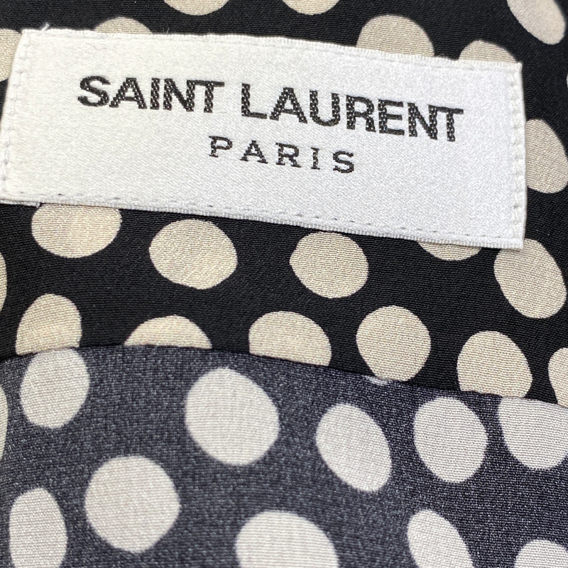 Saint Laurent women's black and white polka dot silk blouse