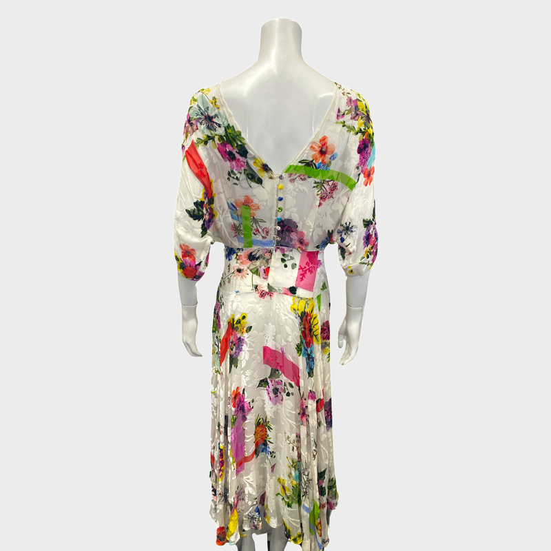 Preen by Thornton Bregazzi white floral print sheer long dress
