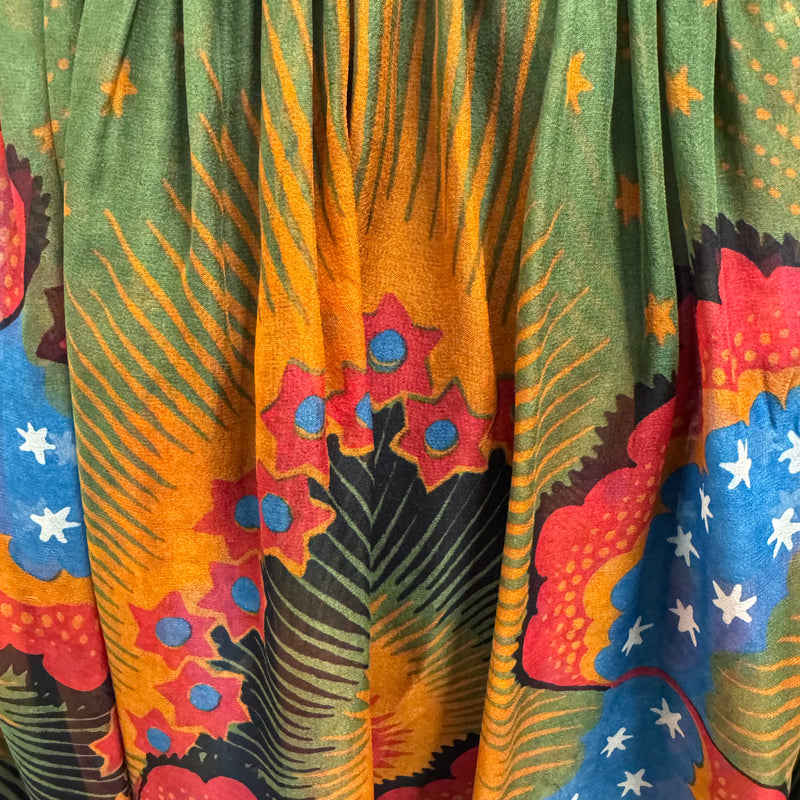 Valentino Multicolor Two-Piece Abstract Pattern Dress with Silk Underlay