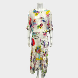 Preen by Thornton Bregazzi white floral print sheer long dress