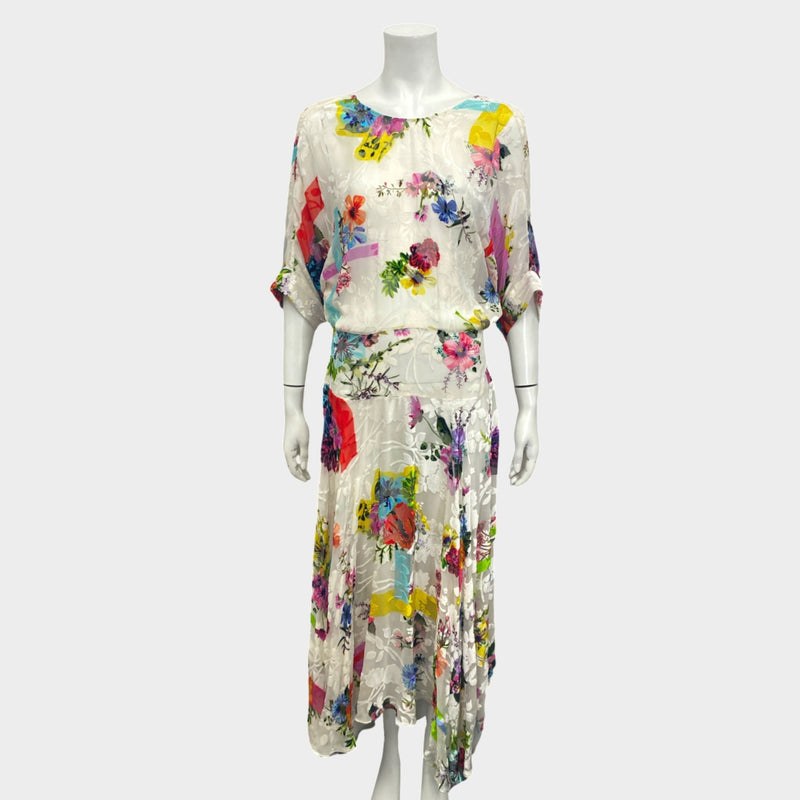 Preen by Thornton Bregazzi white floral print sheer long dress