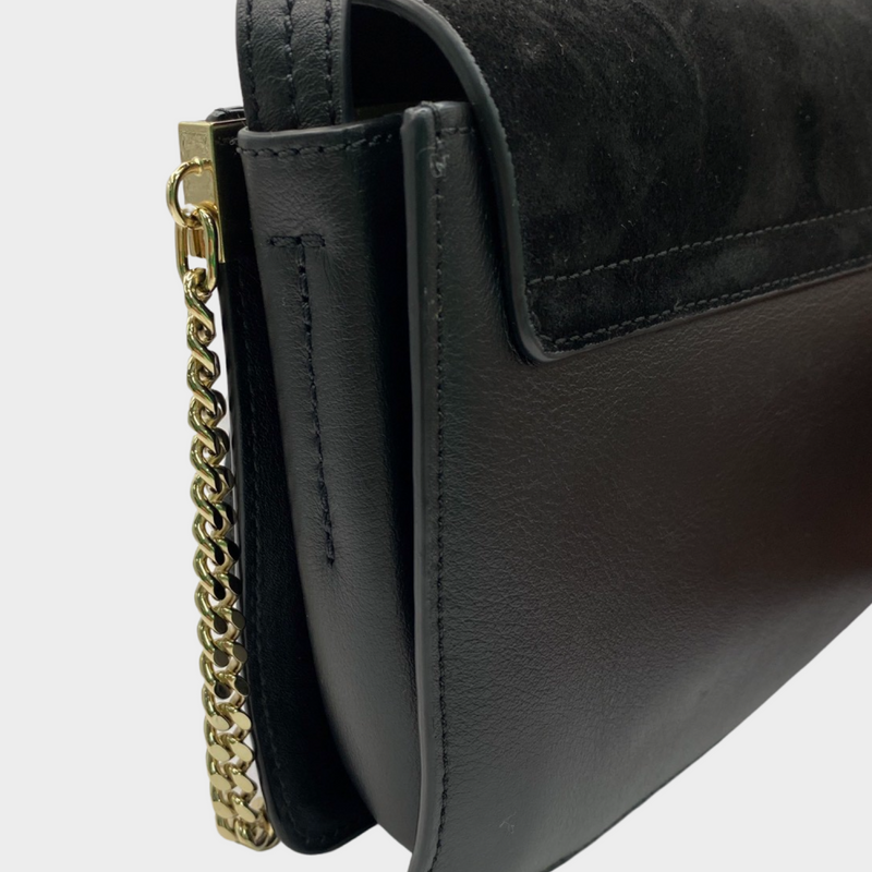 ChloÉ Faye black leather and suede handbag with gold hardware