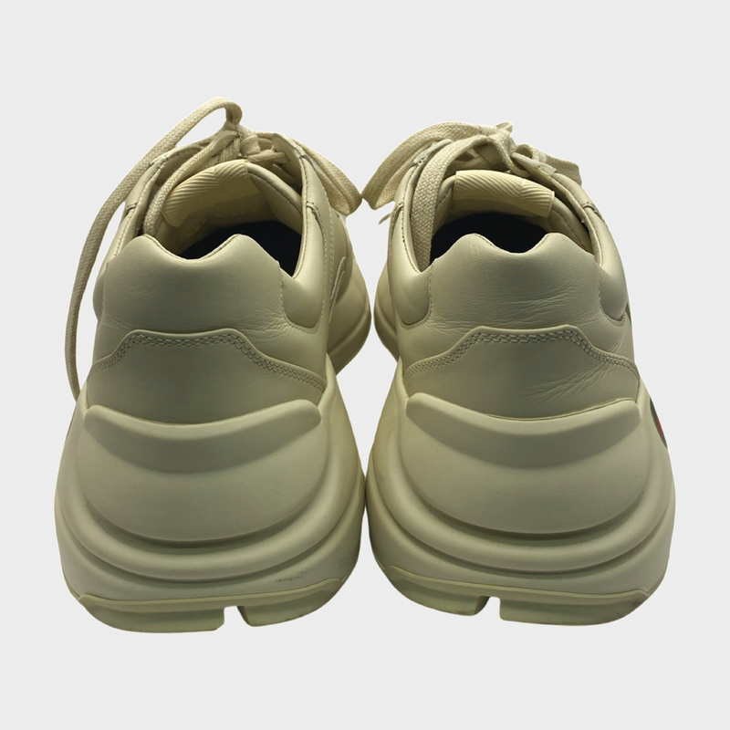 Gucci women's ecru leather Rhyton logo sneakers