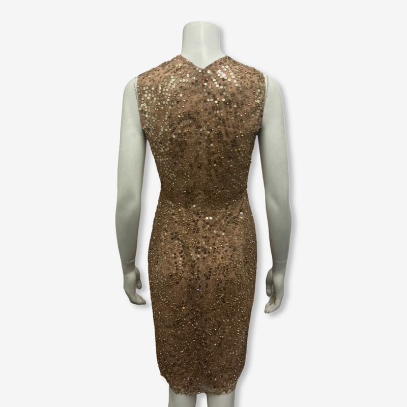 Jenny Packham Blush Pink and Gold Sequin Cocktail Dress