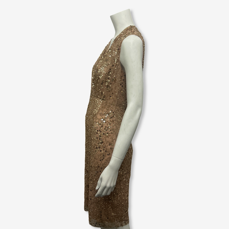 Jenny Packham Blush Pink and Gold Sequin Cocktail Dress