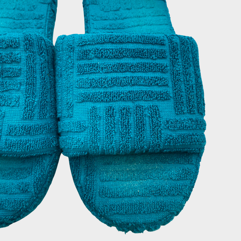Bottega Veneta men's Resort Sponge Amalfi blue fabric slides