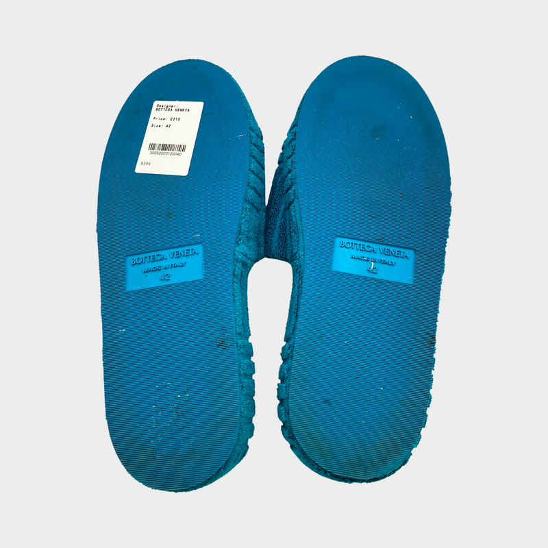 Bottega Veneta men's Resort Sponge Amalfi blue fabric slides