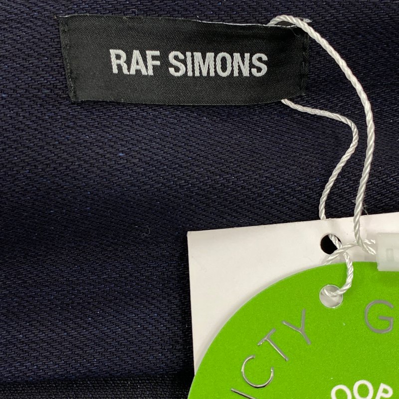 Raf Simons men's navy cotton oversized shirt with silver and photo patches