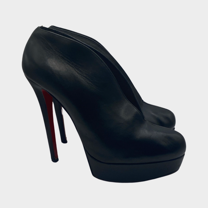 Christian Louboutin 'Miss Fast' black leather ankle boots with cut out design