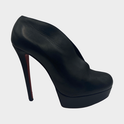 Christian Louboutin 'Miss Fast' black leather ankle boots with cut out design
