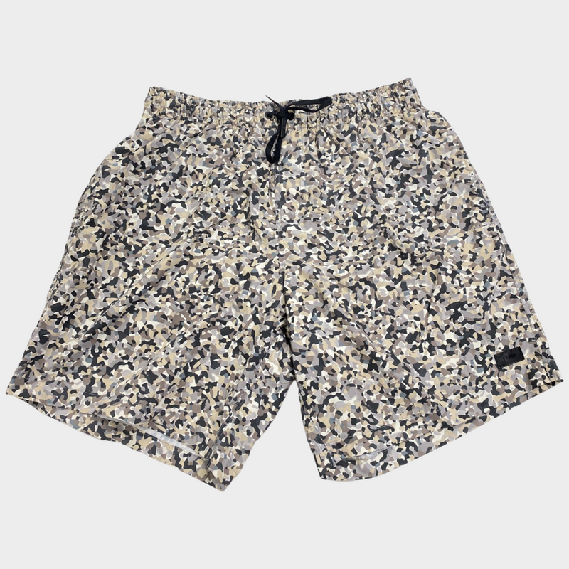 Fendi men's grey and yellow print swimming trunks