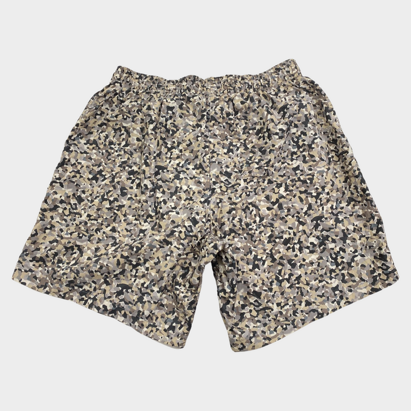 Fendi men's grey and yellow print swimming trunks
