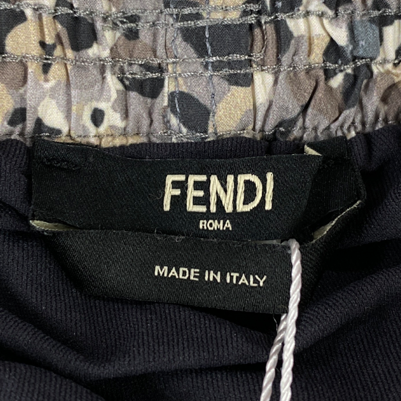 Fendi men's grey and yellow print swimming trunks