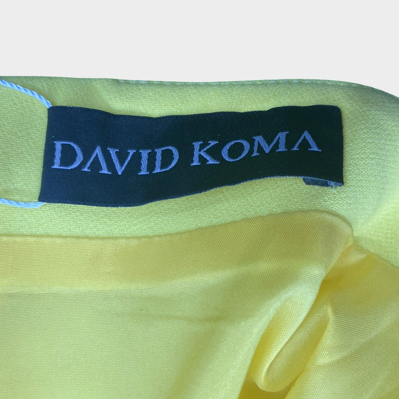 David Koma burgundy yellow mini dress with diamante flower detail