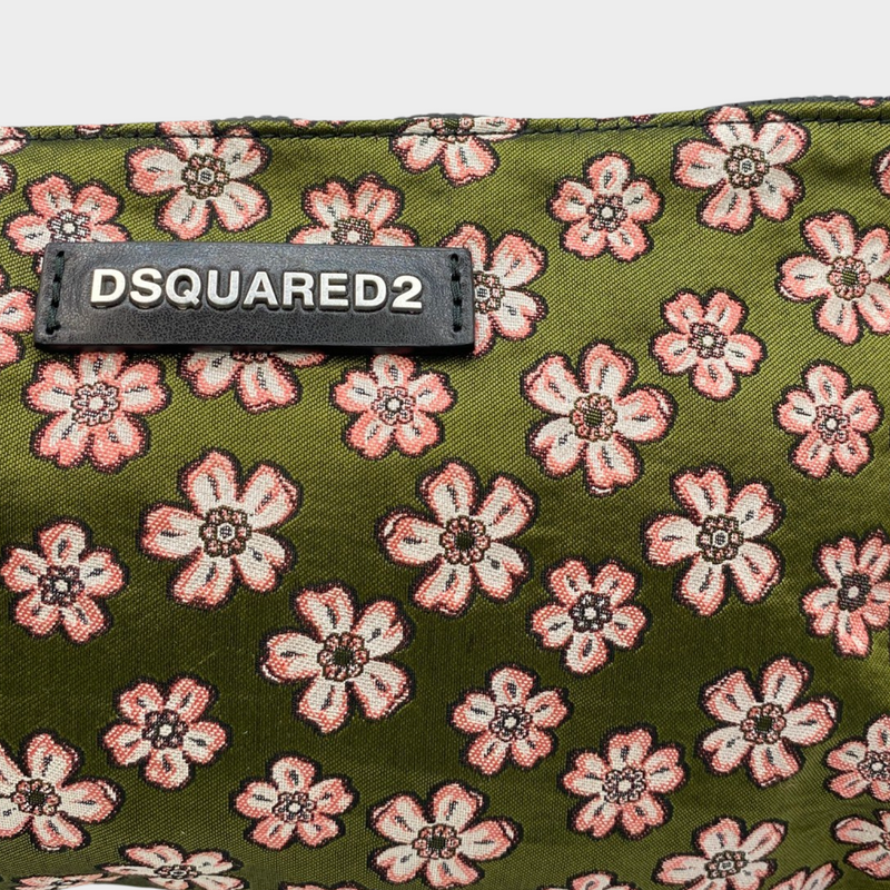 Dsquared2 men's pink and green floral fabric clutch