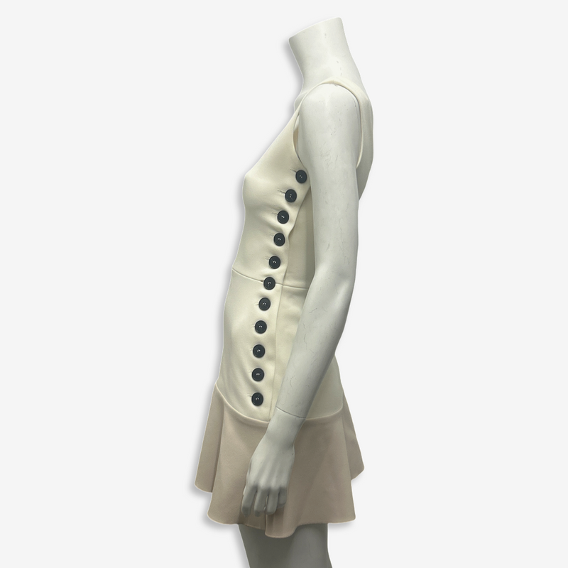 Victoria Beckham White and Pink Structured Dress With Buttons