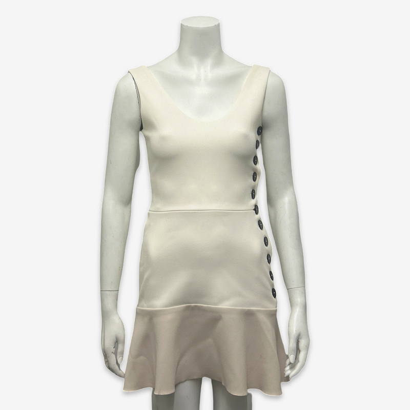 Victoria Beckham White and Pink Structured Dress With Buttons
