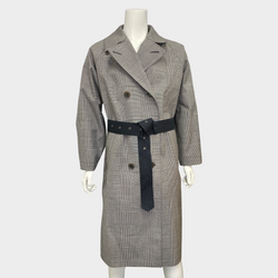 Mackintosh men's grey checked belted trench coat