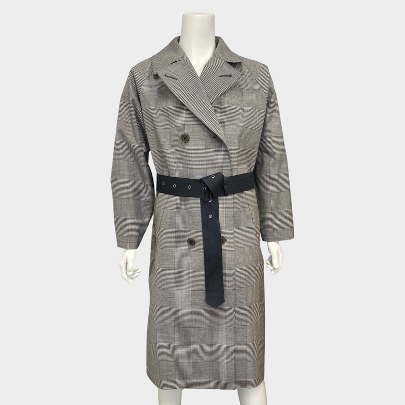 Mackintosh men's grey checked belted trench coat