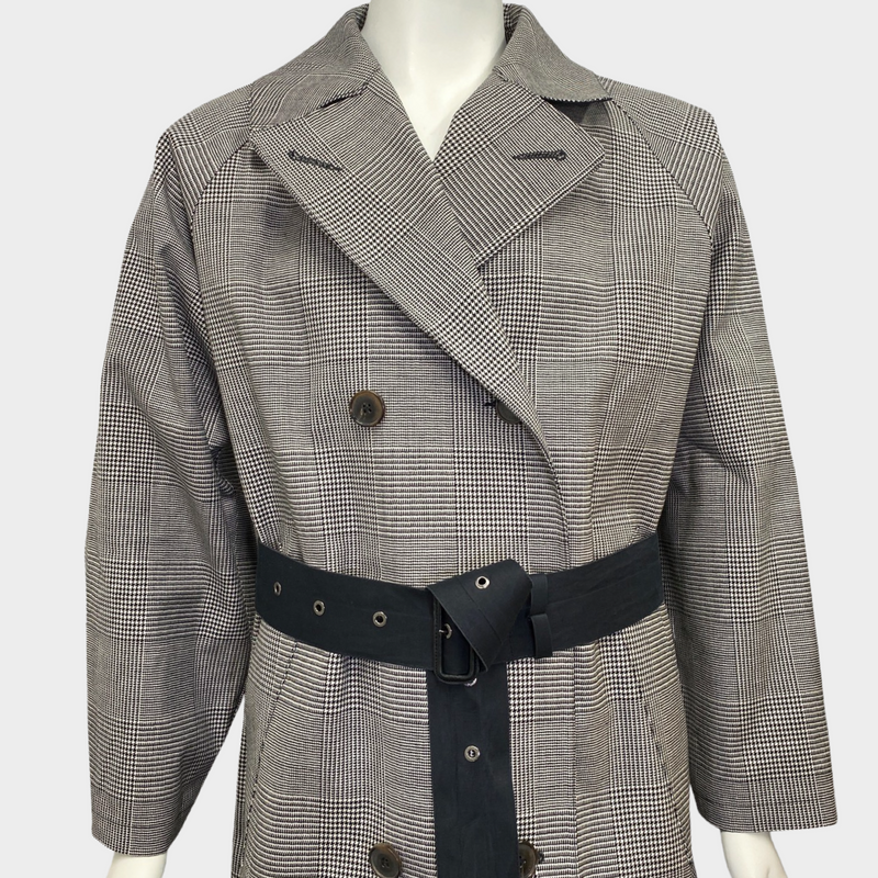 Mackintosh men's grey checked belted trench coat