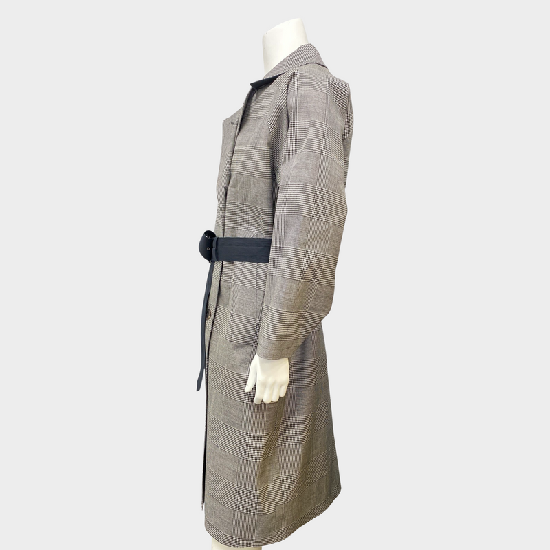 Mackintosh men's grey checked belted trench coat