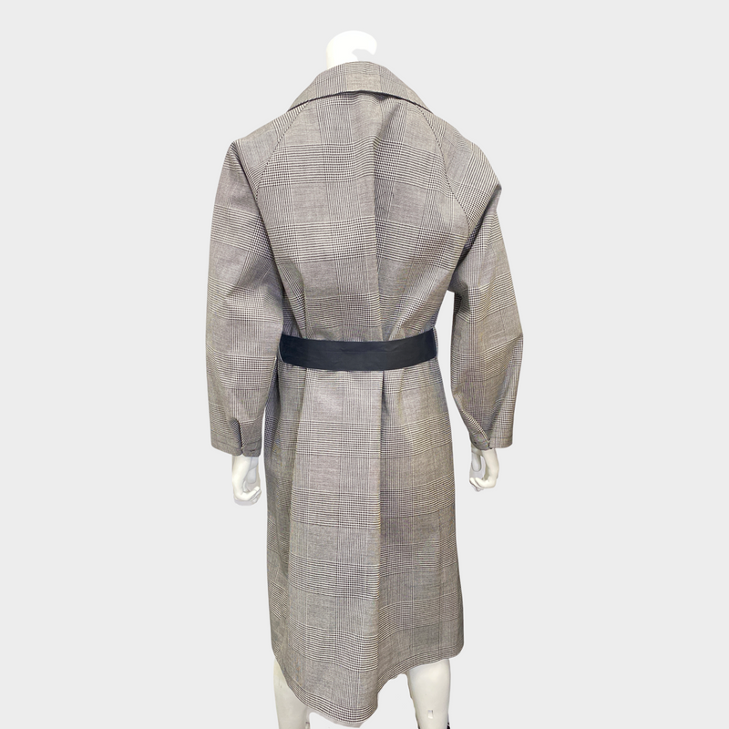 Mackintosh men's grey checked belted trench coat