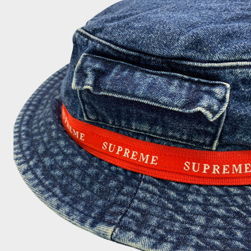 Supreme men's blue and red denim hat