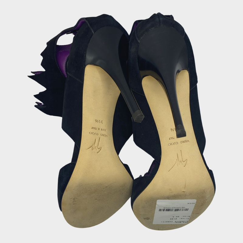 Giuseppe Zanotti black suede ankle boot heels