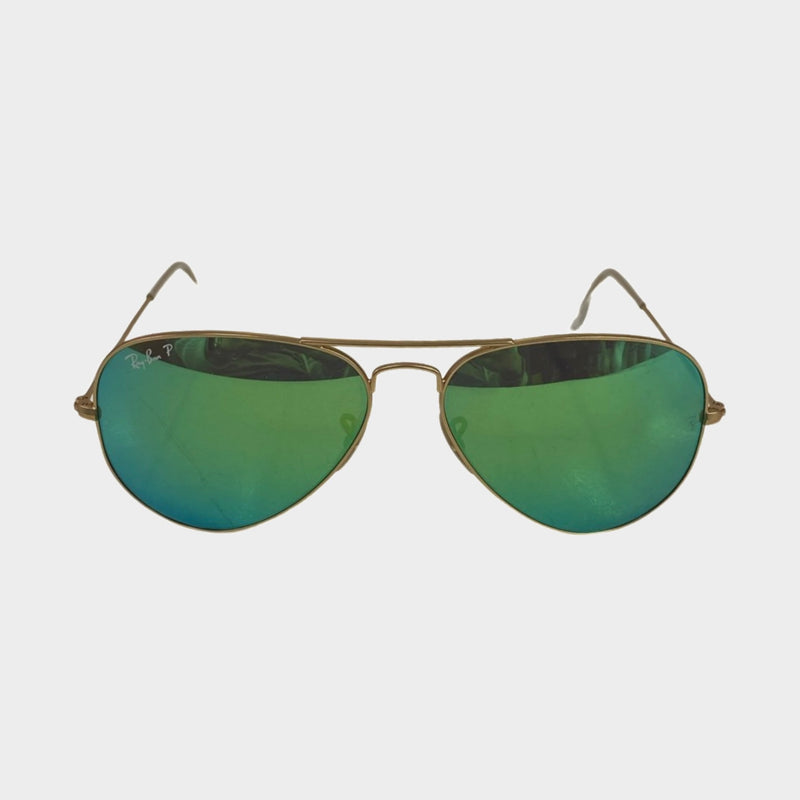 Ray Ban gold aviators with green glass