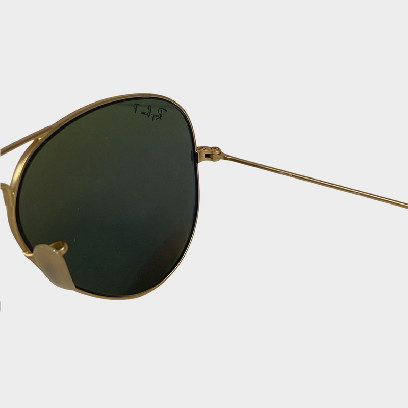 Ray Ban gold aviators with green glass