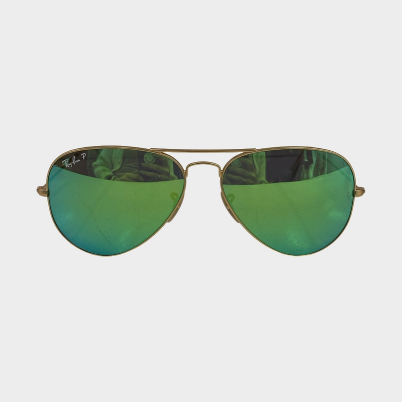 Ray Ban gold aviators with green glass