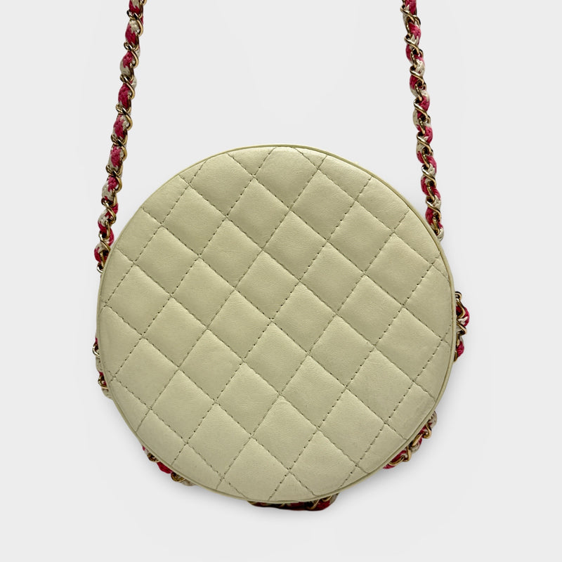 Chanel 2019 Pink and White Lifesaver Crossbody Handbag