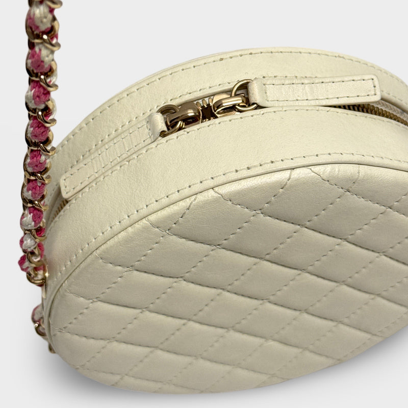 Chanel 2019 Pink and White Lifesaver Crossbody Handbag