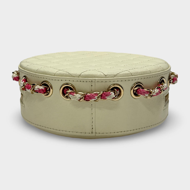 Chanel 2019 Pink and White Lifesaver Crossbody Handbag
