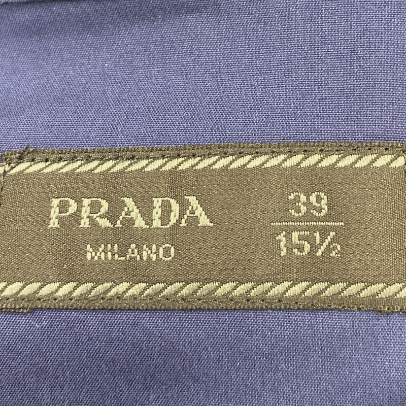Prada men's blue shirt with pocket and red logo