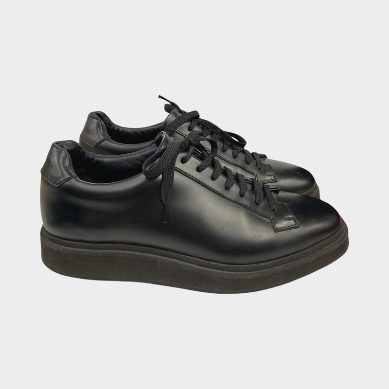 Santoni men's black platform trainers