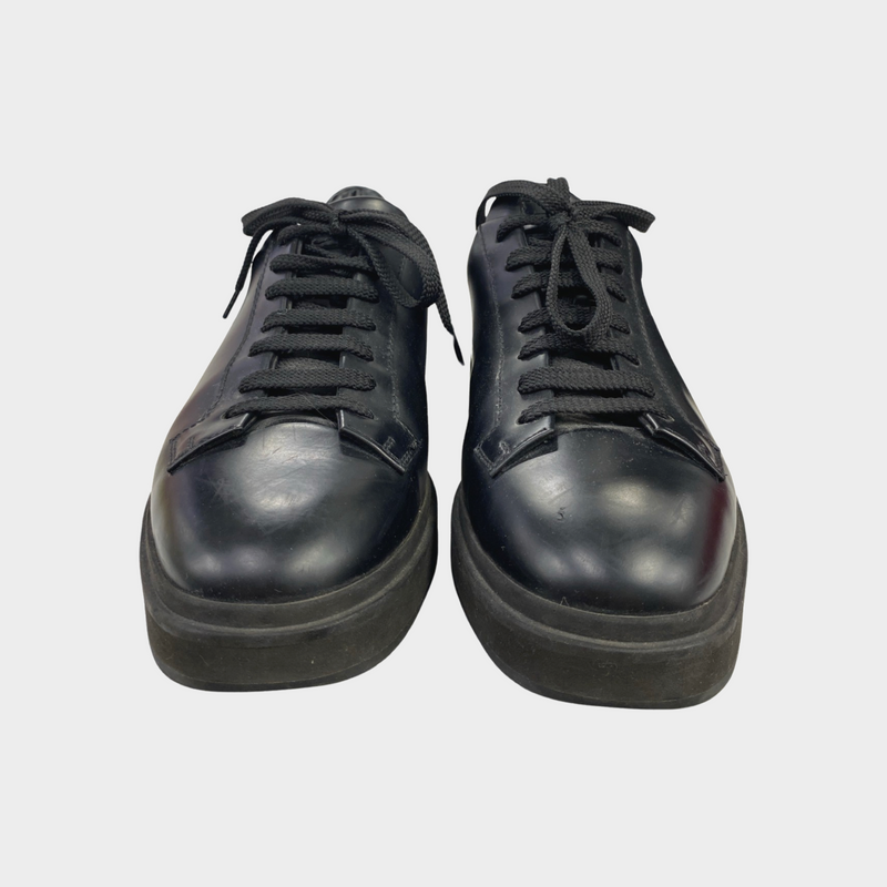 Santoni men's black platform trainers