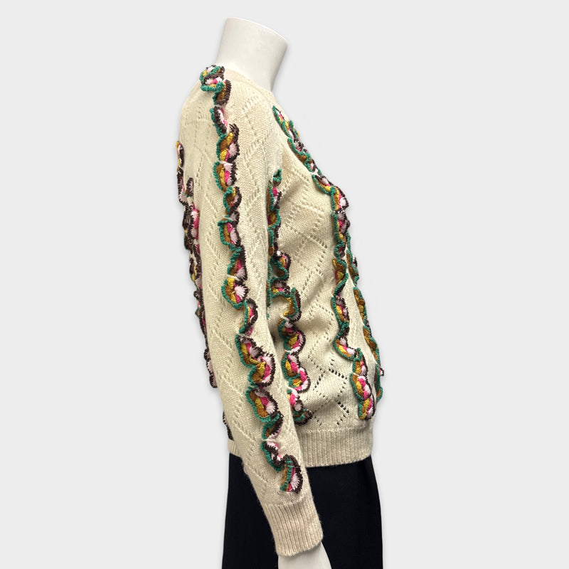 Gabriela Hearst Women's Ecru Sweater With Multicolour Embroidery