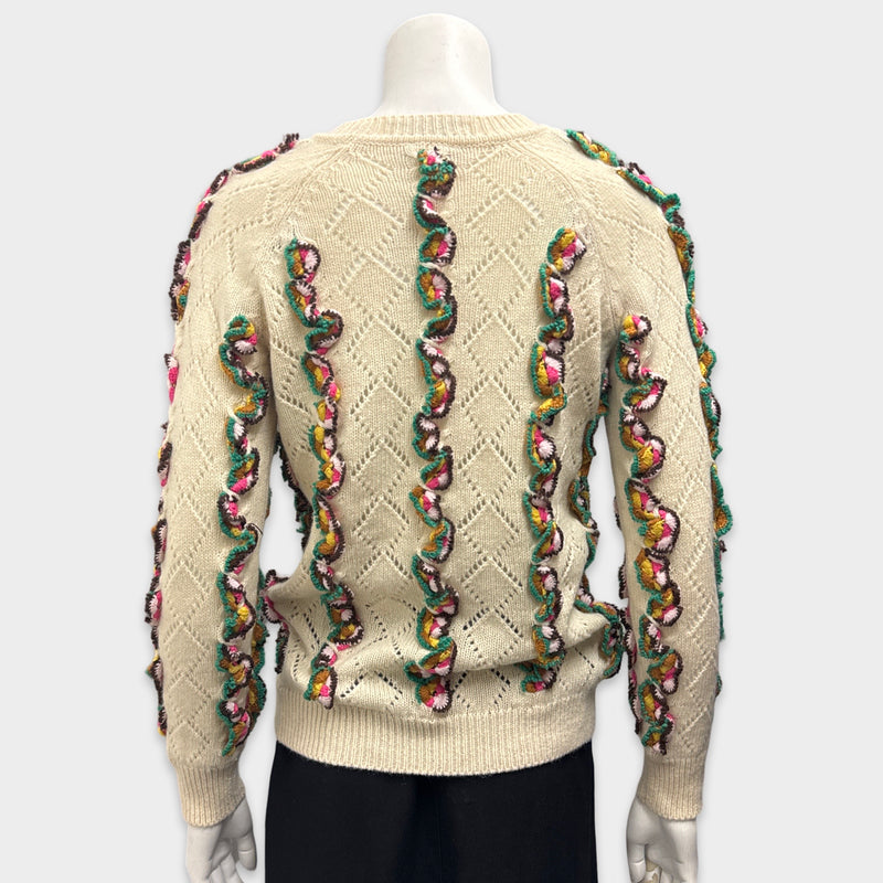 Gabriela Hearst Women's Ecru Sweater With Multicolour Embroidery