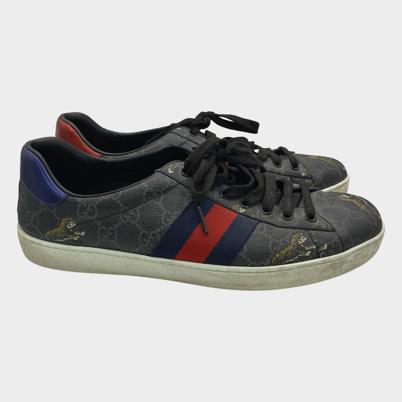 Gucci men's black 'ace GG supreme' sneakers