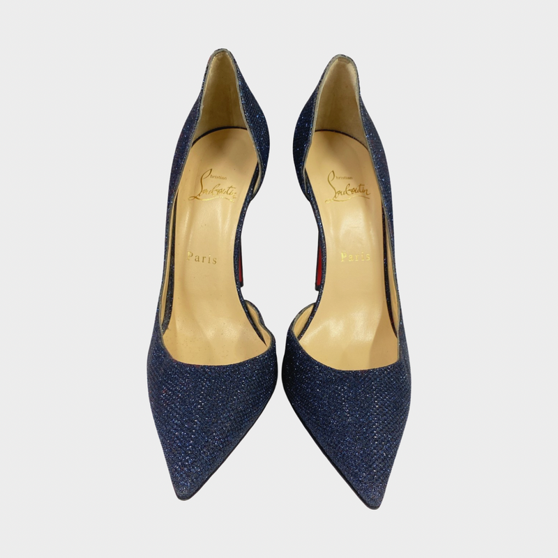 Christian Louboutin women's navy glitter heels