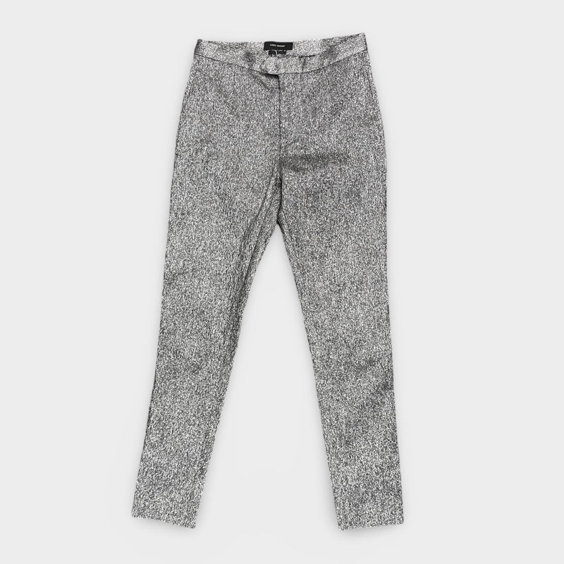 ISABEL MARANT Women's Silver Metallic Trousers