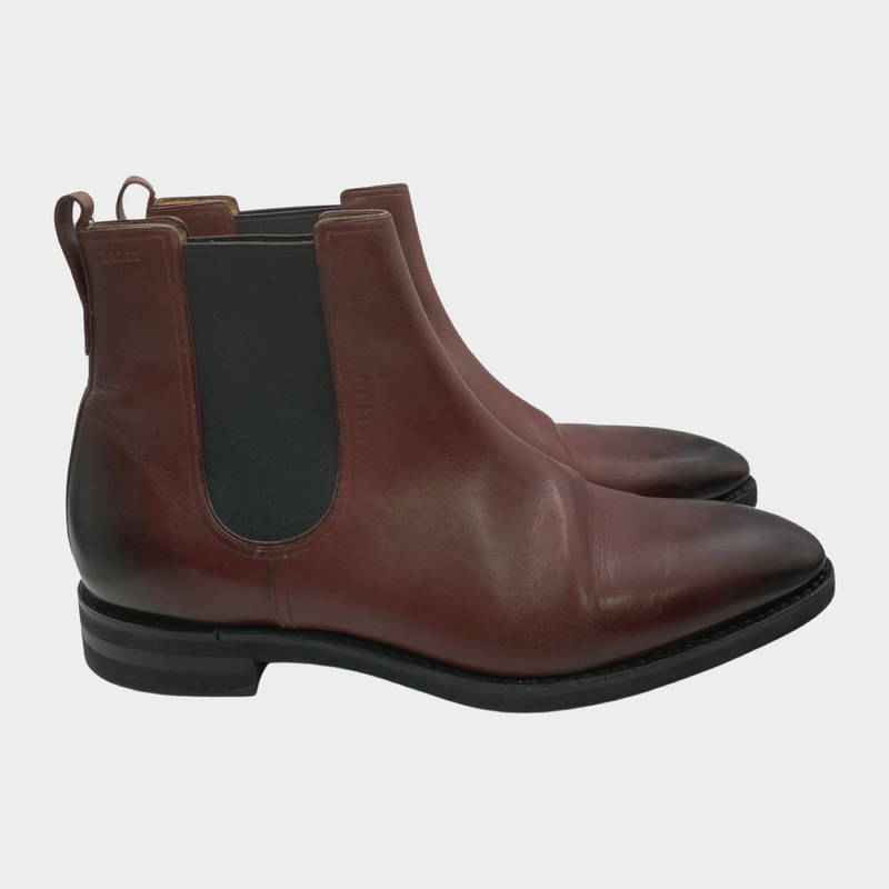 Bally men's burgundy leather chelsea boots