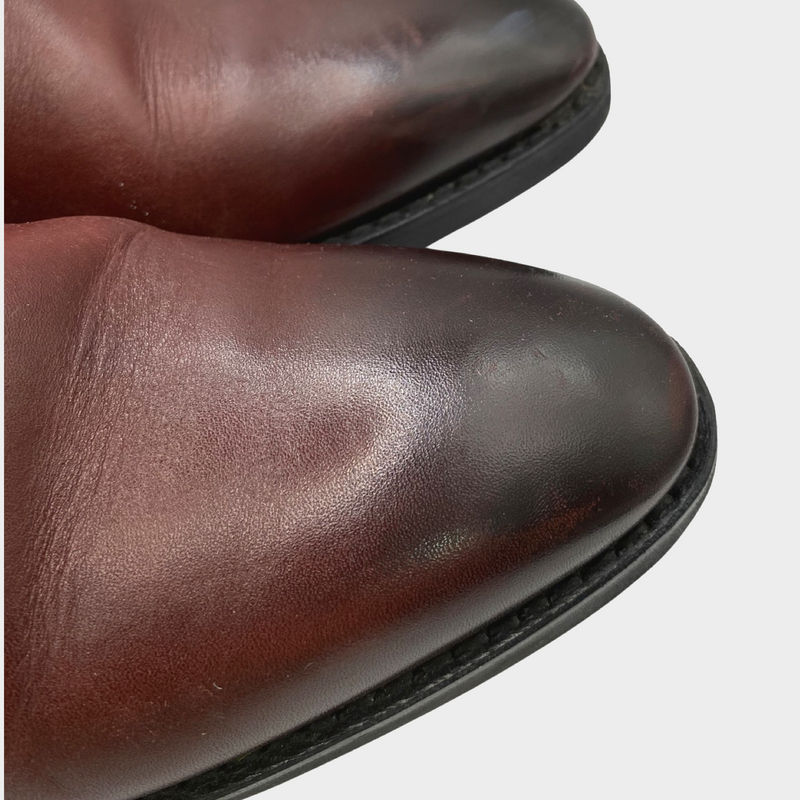 Bally men's burgundy leather chelsea boots