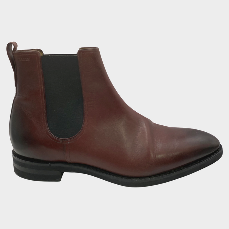 Bally men's burgundy leather chelsea boots