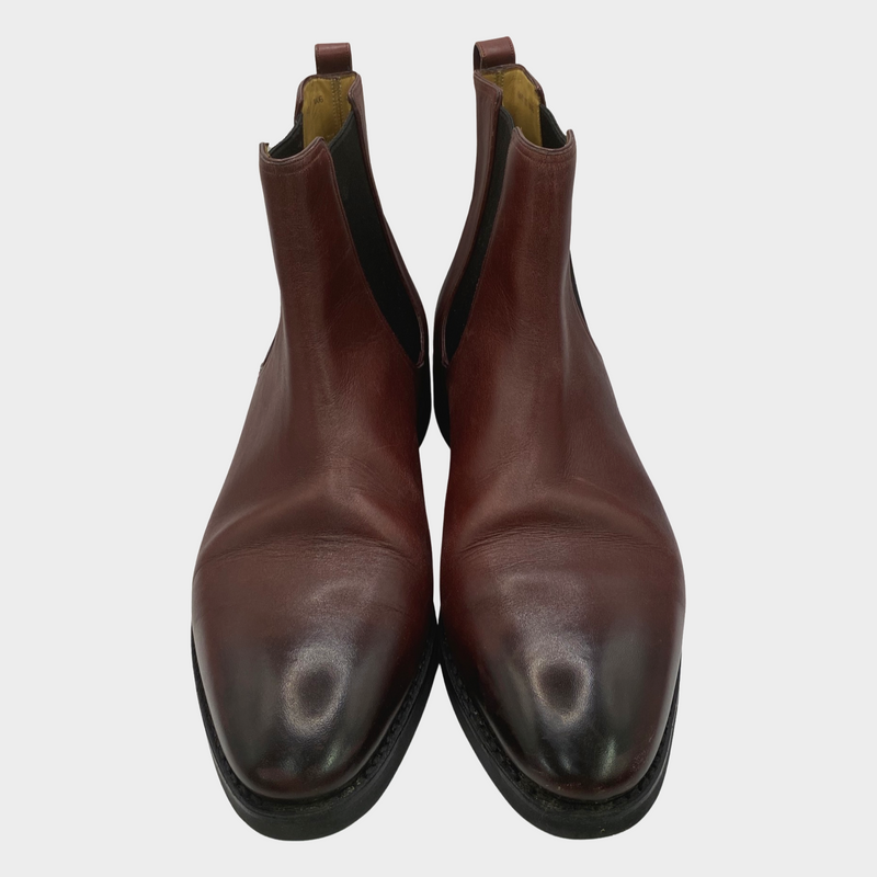 Bally men's burgundy leather chelsea boots