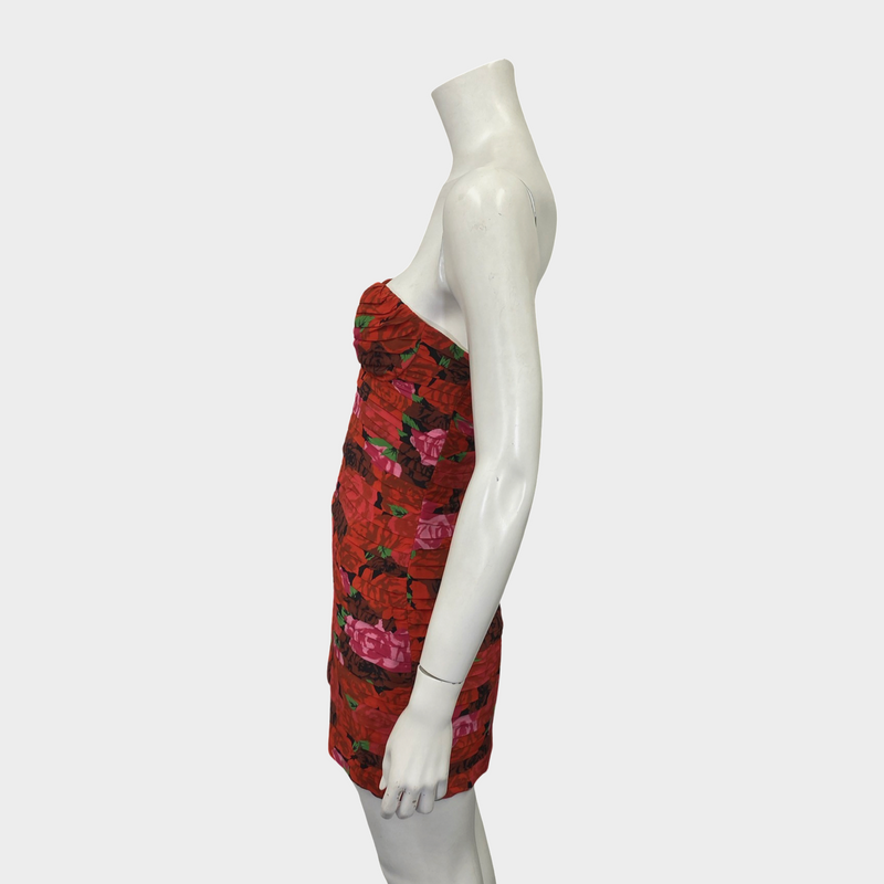 Magda Butrym women's red floral silk mini dress